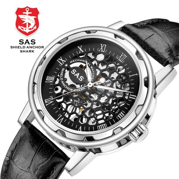 

mechanical mens wrist watches automatic vintage watch men steampunk clock automatic transparent wristwatch montre homme relojes, Slivery;brown