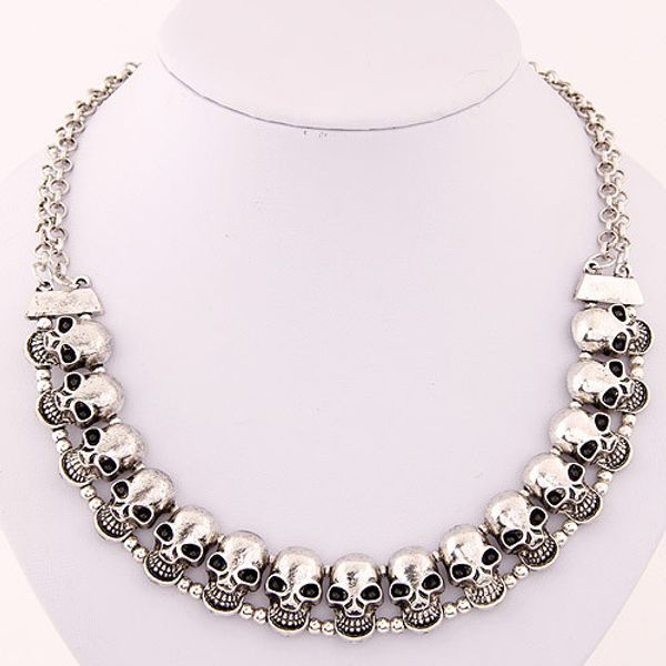 

2019 halloween skeleton tassels clavicle necklace sweater chain ornaments wholesale, Golden;silver