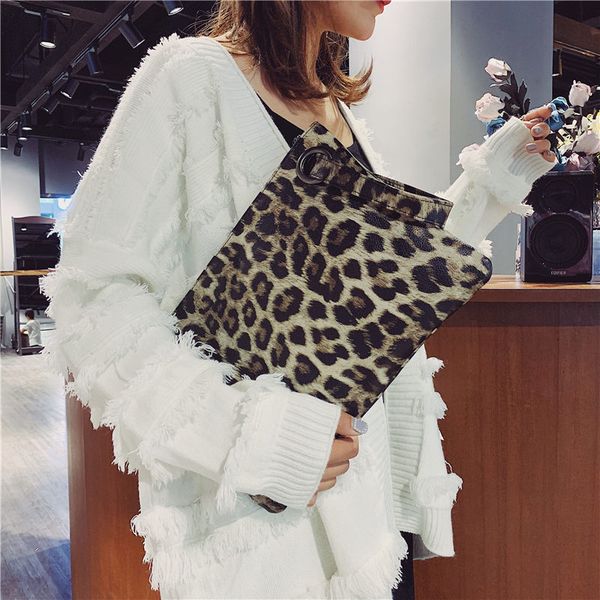 

fashion leopard women's clutch bag pu leather women envelope evening bag 2018 new female clutches handbag bolsa feminina purse