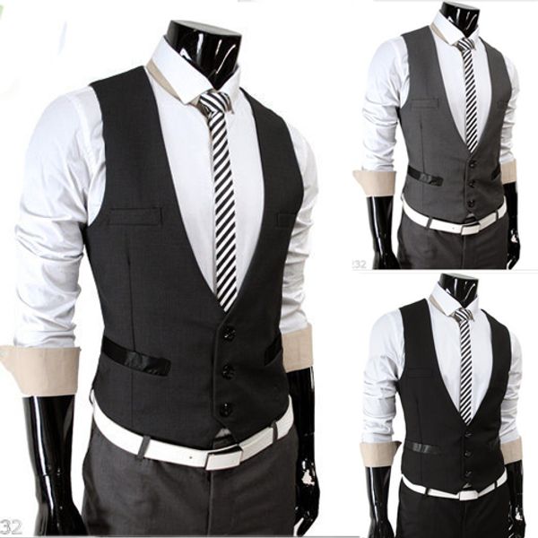 

men's vest recreational dress waistcoat cotton size m - xxl, Black;white