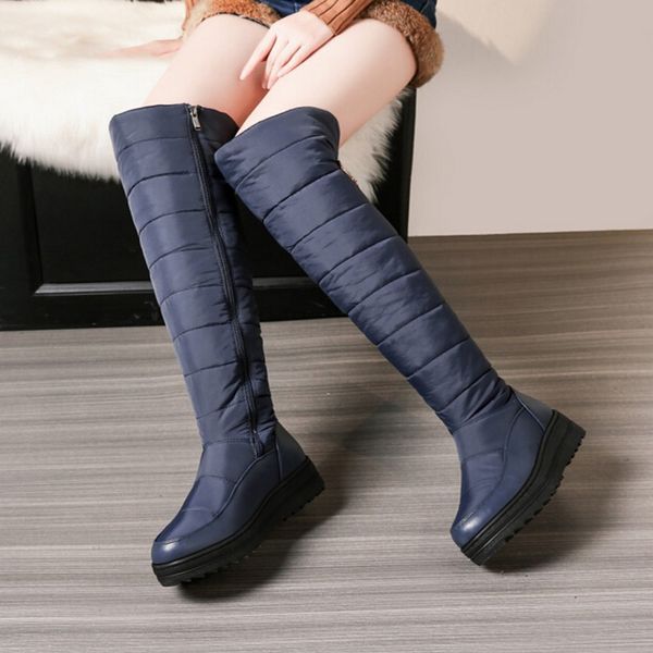 

youyedian women snow boots 2019 over the knee boots zipper women winter shoes flat with casual zapatos de mujer, Black
