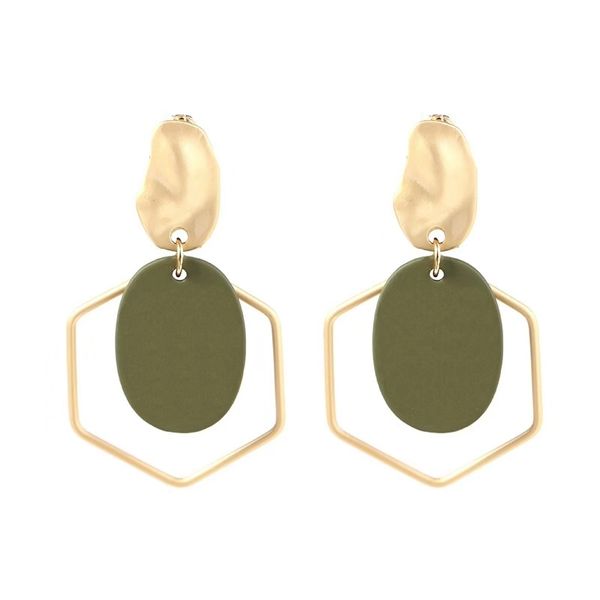 

geometry dangle earrings round hexagon chandelier earbob red black green grey women girl ear drop european and american jewelry accessories, Silver
