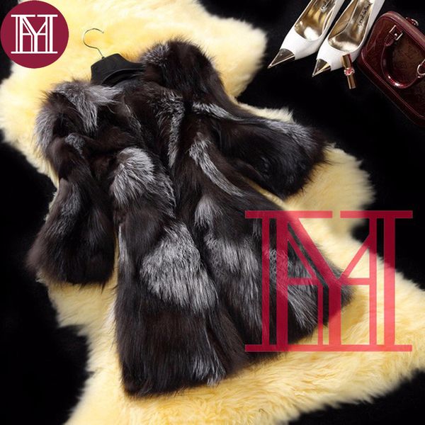 

2018 fashion girl winter real silver fur coat women 100% natural fur outerwear brand plus size customized, Black
