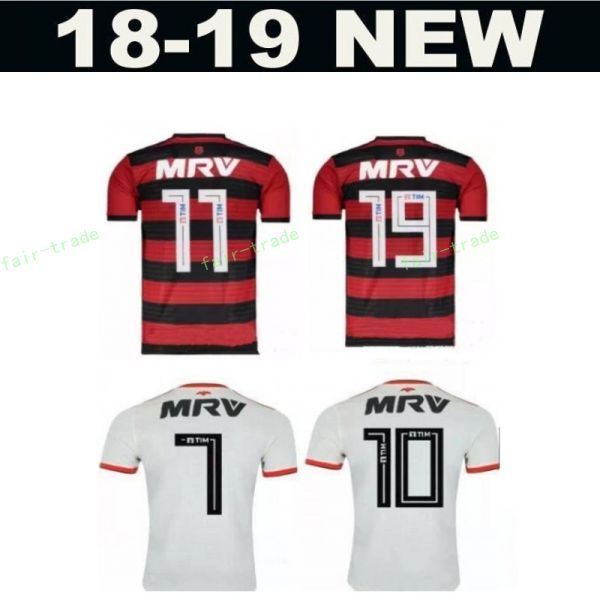 

FC Clube de Regatas do Flamengo 11 Lucas Paqueta Jersey Men Soccer 10 Diego Ribas Football Shirt Kit Uniform Home Red Away White