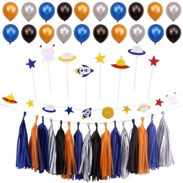 2019 Solar System Outer Space Party Decorations Baby Shower Kids Boy Birthday Party Supplies Cupcake Toppers Felt Bunting Banner From Suozhi1992
