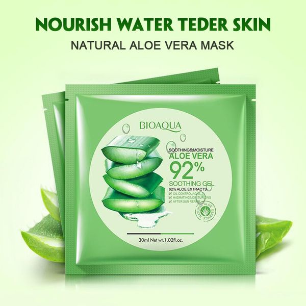 

Bioaqua natural aloe vera gel face ma k moi turizing oil control wrapped ma k hrink pore facial ma k co metic kin care