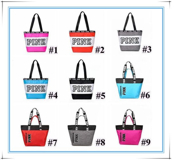 

2018 new 9 color pink letter handbag women houlder bag love pink waterproof hopping bag handbag ecret travel duffle bag cca8953