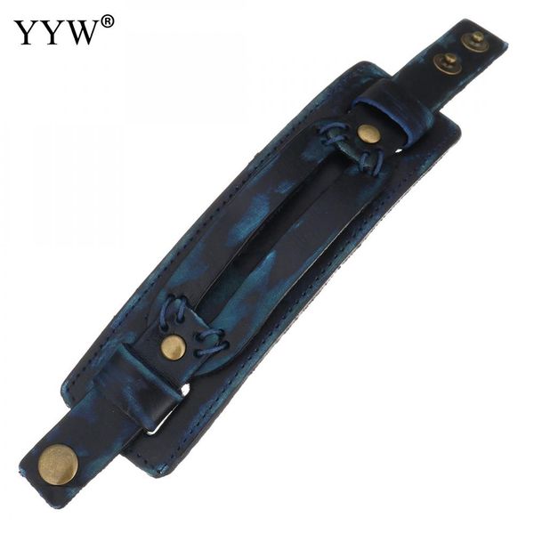 

fashion wide leather bracelet for women men jewelry antique bronze brass punk cool bracelets & bangles cowhide gift 9" wristband, Golden;silver