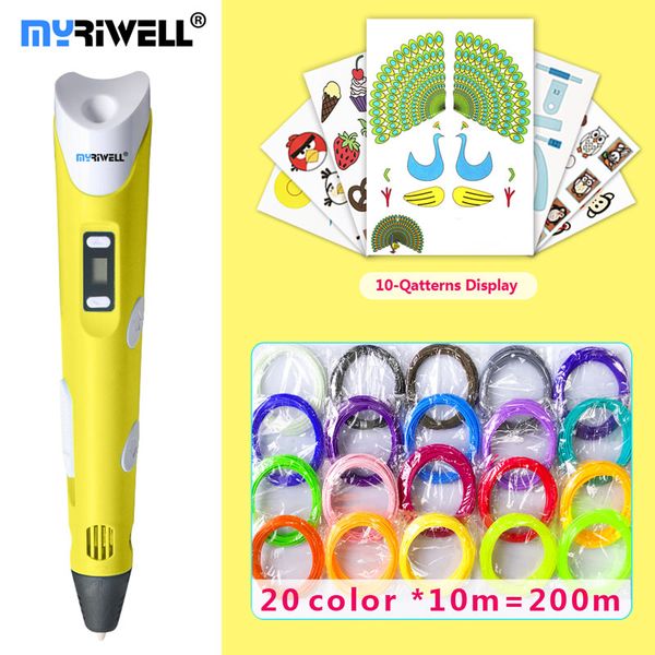 

myriwell 3d pen 3d pens,led display,abs/pla filament,3 d pen 2018smart3d printed gift for kids3d print pen3d model, Black;red