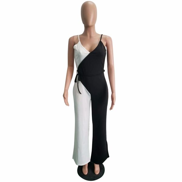 

jumpsuit women black white wide leg romper overall summer women v neck club wear
