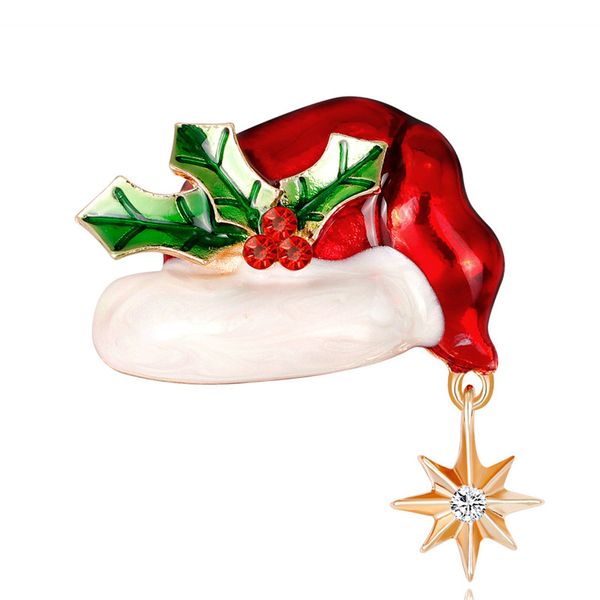 

new gold alloy red enamel hats brooches for women girls gifts red white clear rhinestone christmas brooch pin jewelry db, Gray