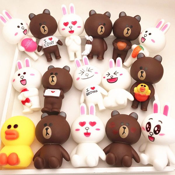 

bear rabit action figures diy creative party birthday cake baking table decoration doll animal pvc toys for children girls boys