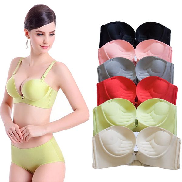 

adam hand 2017 new seamless no rims bra gather adjustable women bra underwear push up bralette brand, Red;black