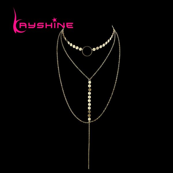 

whole salekayshine new style multi layer necklace gold-color silver color geometric chain necklace women girly fashion