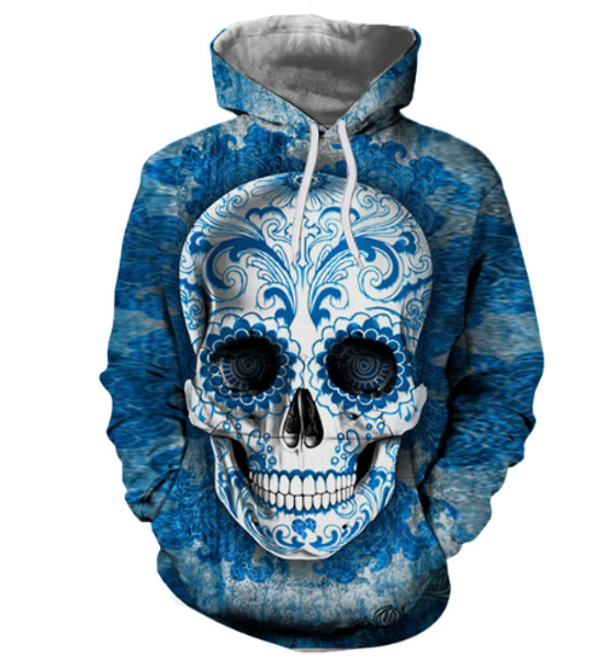 

new fashion skull casual harajuku hoodies 3d print hoodies pullovers graphic sweatshirts a105, Black