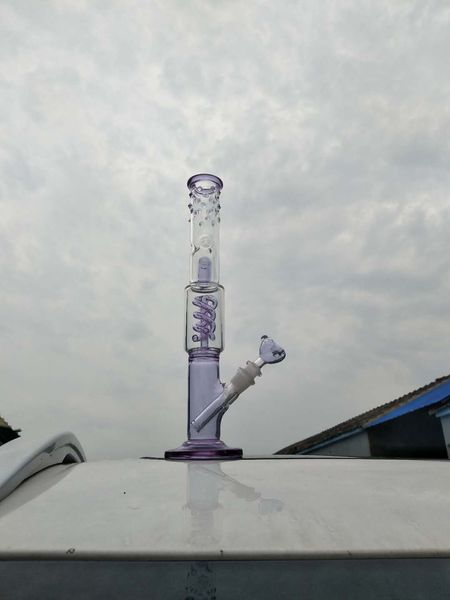 H: 36CM lavanda viola acqua vetro Bings dritto con Recyler Pipes Oil Rigs 2015 Newesr spedizione gratuita Bong Glassa