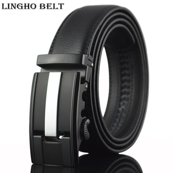 

lingho belt] 2018 new arrival design mens belt fashion genuine leather belt men luxury cowhide male strap 110cm-130cm,kb42, Black;brown