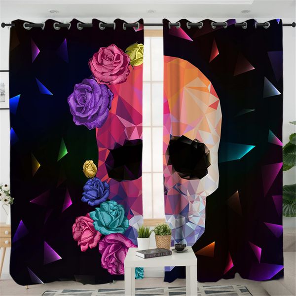 2019 Wholesale Geometric Skull Living Room Curtains Gothic