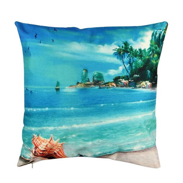 Sea Conch Seaside Design Pillow Cover Case 43x43cm Mat Cotton