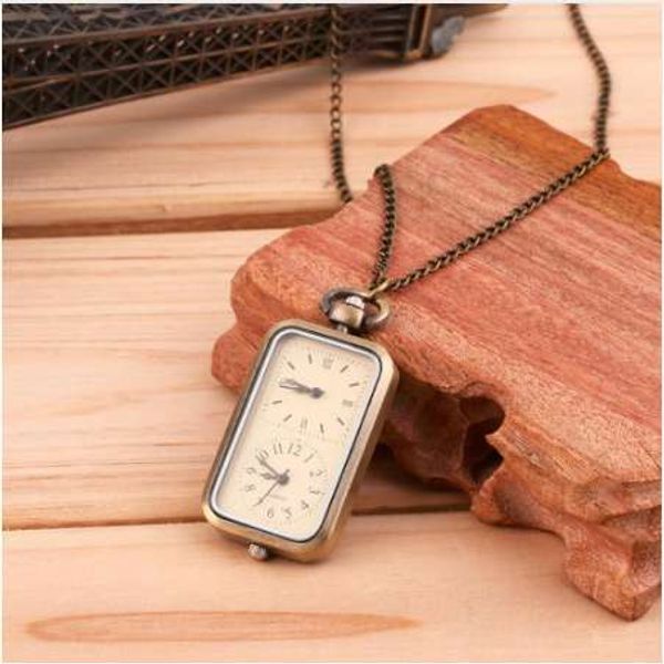 

antique chain bronze quartz pocket watch dual double time zone movement gift pendant chain necklace relogio masculino, Slivery;golden