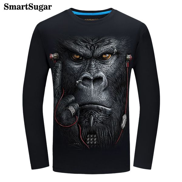 

autumn 3d t shirt monkey t shirt 100% cotton black blue t-shirt homme spain streetwear 3d print tee shirts hip hop tshirts mens, White;black