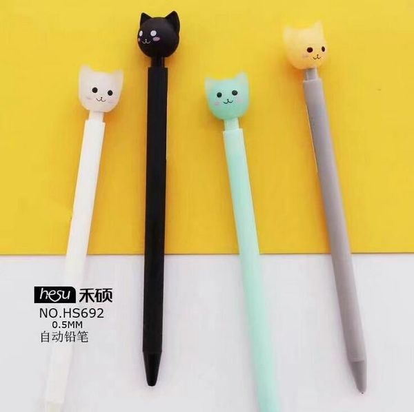 

24 pcs/lot 0.5 mm lovely big head cat plastic mechanical pencil automatic pen for kid school office supply