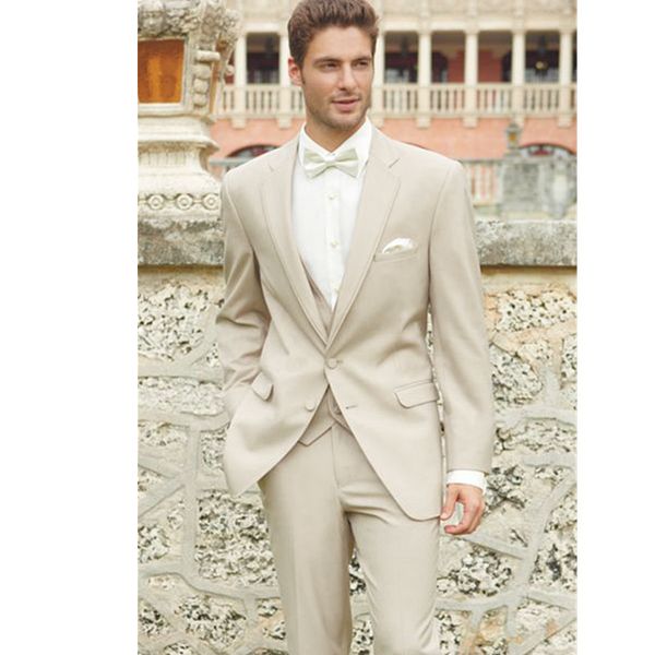 

Custom Mens Suits Wedding Suits for Men 2018 Beach Linen Beige Suits Men Best men Groomsmen Man Suit 3 Piece Jacket+Pants+Vest