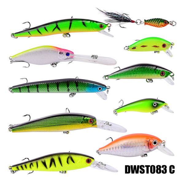 

10pcs/lot fishing lures set mixed 10 models minnows bait artificial make bass crankbaits wobblers fishing tackle