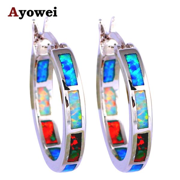 

whole saletrendy hoop earrings for women color fire opal silver stamped wholesale fashion jewelry opal jewelry oe567a, Golden;silver