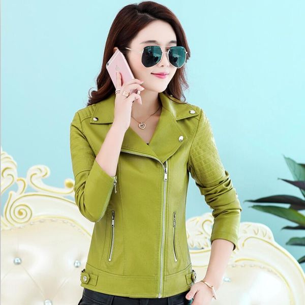 

plus size s m l  xxl 3xl motorcycle leather coat women leather jacket 2017 autumn short slim ladies clothing outerwear, Black