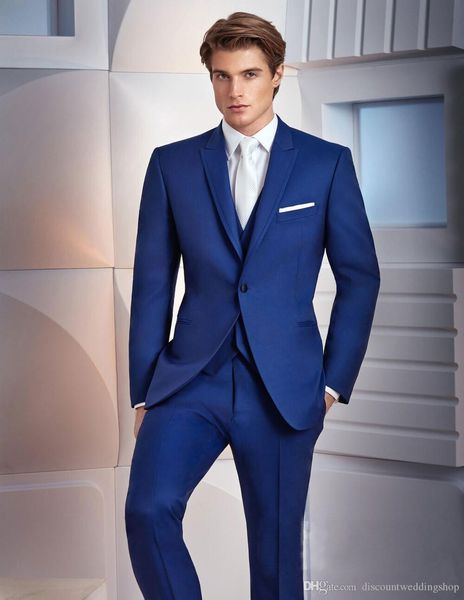 

groom tuxedos royal blue peak lapel groomsmen man suit wedding mens suits (jacket+pants+vest+tie) j399, Black;gray