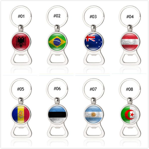 

2018 world cup football flag opener brazil argentina australia national keychain metal pendant novel beer bottle opener gift key holder