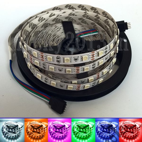 12V 24V 5050 SMD RGB LED Flexible Strip Light Tape Ribbon String Non Waterproof 60LEDs/m Multiple Color Change Double Layer PCB for Cabinet Kitchen Lighting