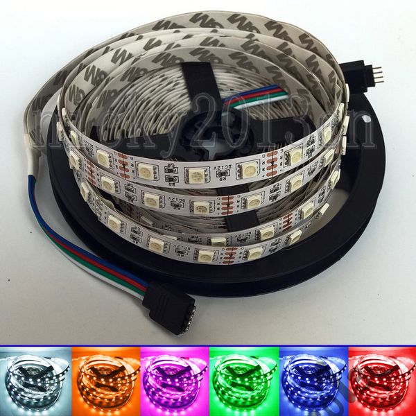 

12v 24v 5050 smd rgb led flexible strip light tape ribbon string non waterproof 60leds/m multiple color change double layer pcb for cabinet