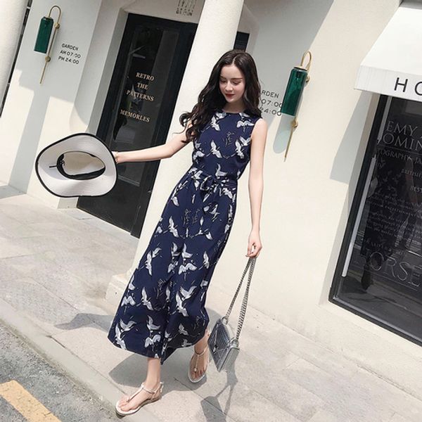 

chic chiffon floral print jumpsuits loose sashes wide legs overalls female summer fashion temperament rompers womens jumpsuit, Black;white
