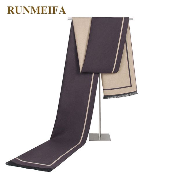 

runmeifa 2018 simulated cashmere scarf for men winter warm acrylic scarf delicate knitting scarves for handsome men's foulards, Blue;gray