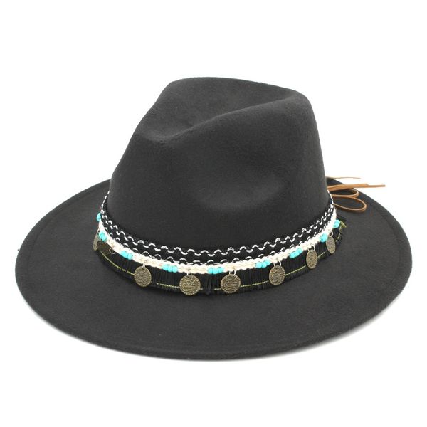 

новая мода мужской полушерстяной панама fedora hat широких поля сомбреро godfather cap церкви caps джаз hat canvas бэнд с кулоном, Blue;gray