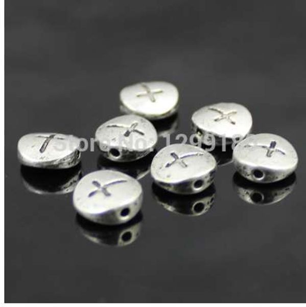

100pcs antique silver flat round beads crosses beads diy-accessory (k00122), Black