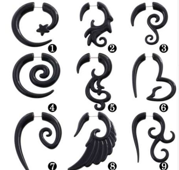 

2pcs black acrylic fake cheater twist spiral ear taper gauges expanders earring tunnel plugs piercing body jewelry swanjo, Silver
