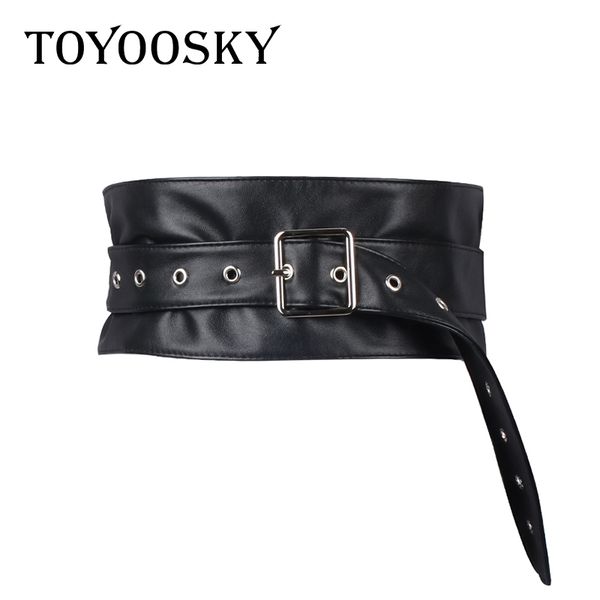 

2018fashion woman belt all-match black wide punk rock vintage goth elastic soft pin buckle pu belt for women date business, Black;brown