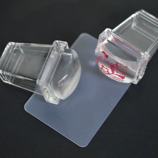 

1sets nail art stamper scraper sets clear transparent soft silicone head jelly shape nail stamping trnd235, White