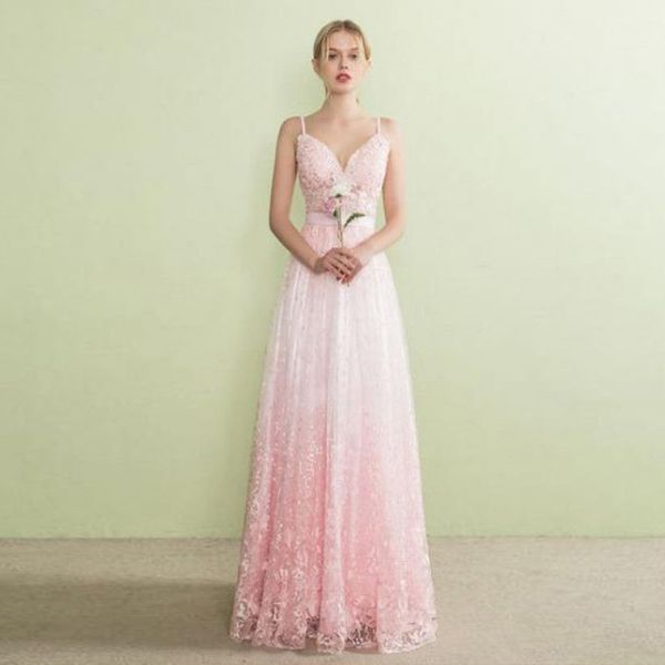 

pink sweetheart backless lace prom dress spaghetti straps sleeveless long evening dresses vestidos de fiesta, Black