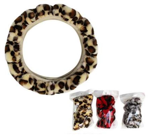 

winter universal soft leopard warm plush covers car steering wheel cover car-styling velvet auto decoration