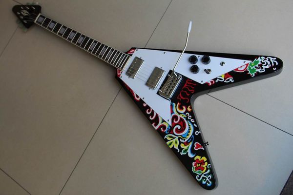 

Оптовая новое прибытие Gibsonflying V Джими Хендрикс психоделический 1967 Flying V электрогитара красочные 120326