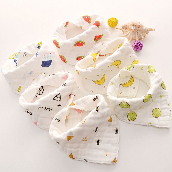 Multicamadas Gaze Algodão Dos Desenhos Animados Do Bebê Bandana Bib Recém-nascidos Infantil Drool Bib Burp Panos de Presente para Crianças Criança Frete Grátis Por Atacado