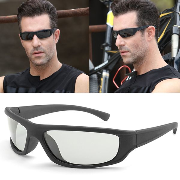 

pchromic sunglasses driving men polarized chameleon discoloration sun glasses for men change color sport fashion sunglasses, White;black