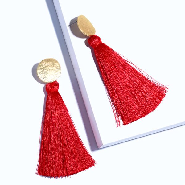 

fashion tassel earrings for women long summer round earrings hanging female statement earing 2018 boho bohemian jewelry, Silver