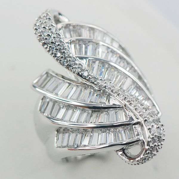 

micropave white crystal zircon 925 sterling silver ring size 7 8 9 a08, Golden;silver