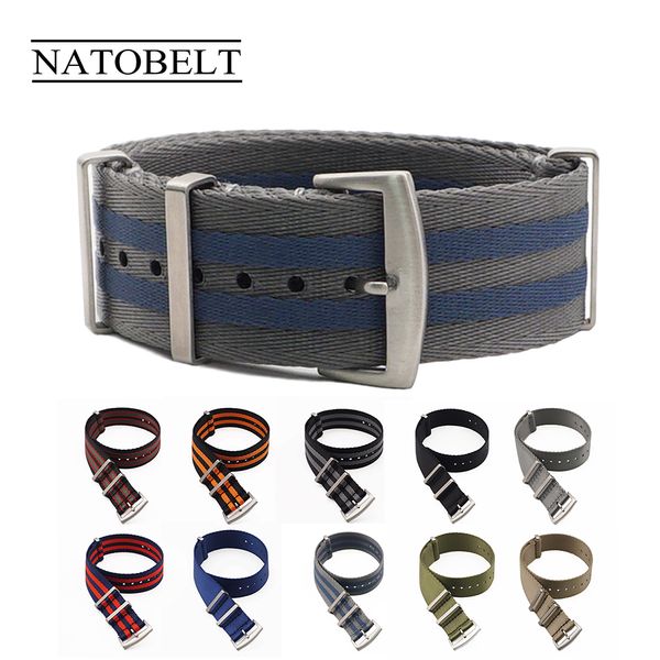 

20 22 mm blue/grey striped nato strap for army sport watch nylon watchband strap on for hours james bond watch, Black;brown