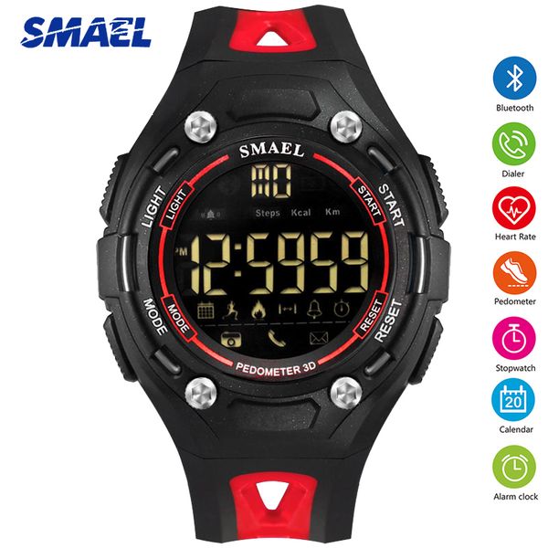 

smael brand men smart watch bluetooth led digital watches man sport electronic pedometer casual fashion wristwatches waterproof, Slivery;brown